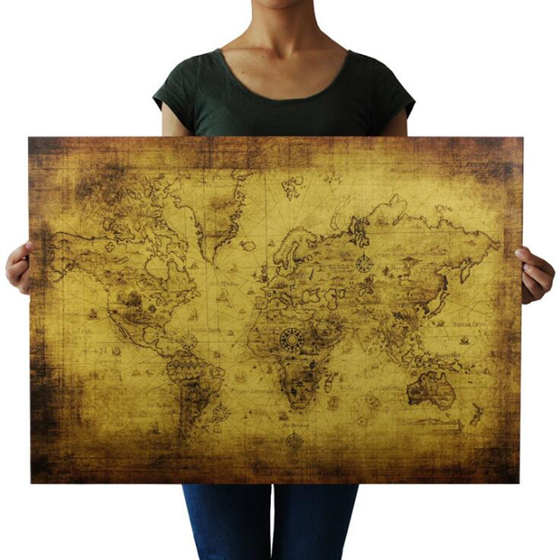 Star Map Poster - Grote 72.5X51.5cm Vintage De Oude Wereldkaart