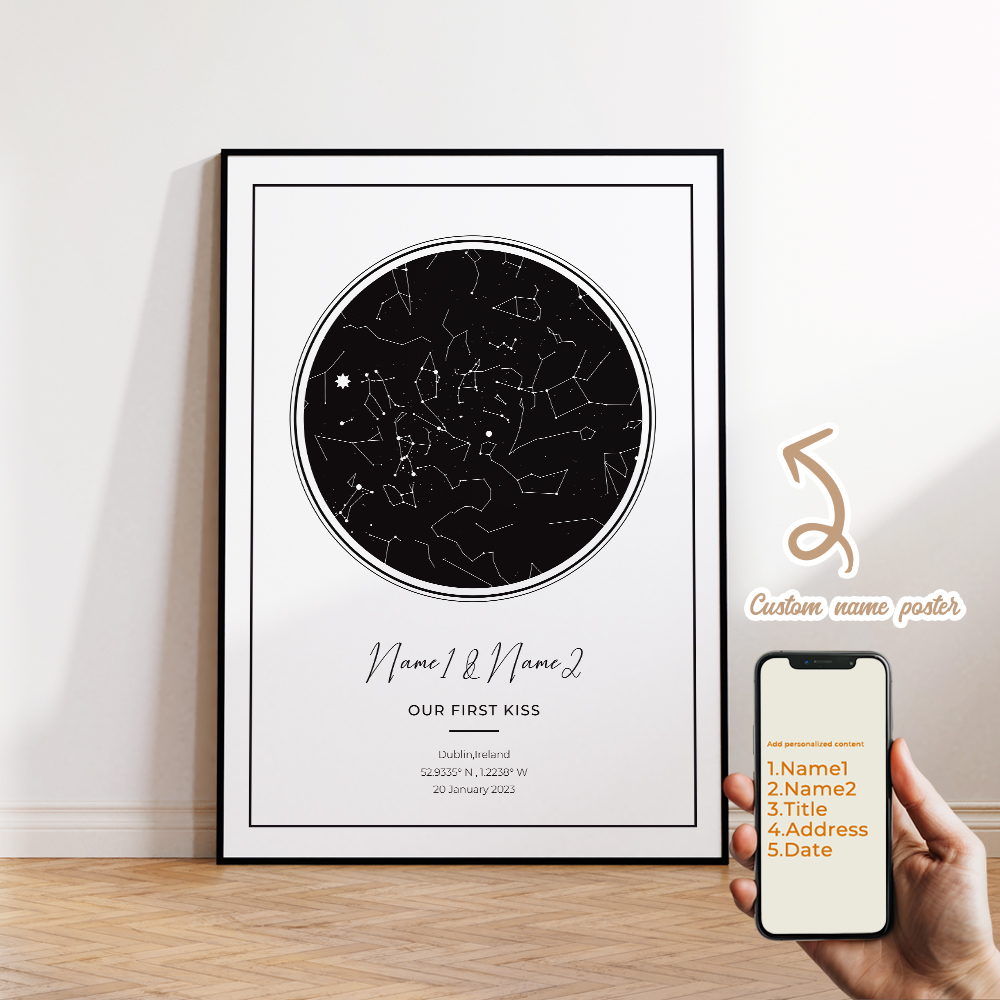 Moderne aangepaste gepersonali - Star Map Poster recensie en prijs